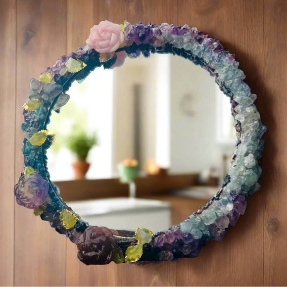 Aphrodite’s Garden Crystal Gemstone Adorned Mirror - Picture 4 of 8